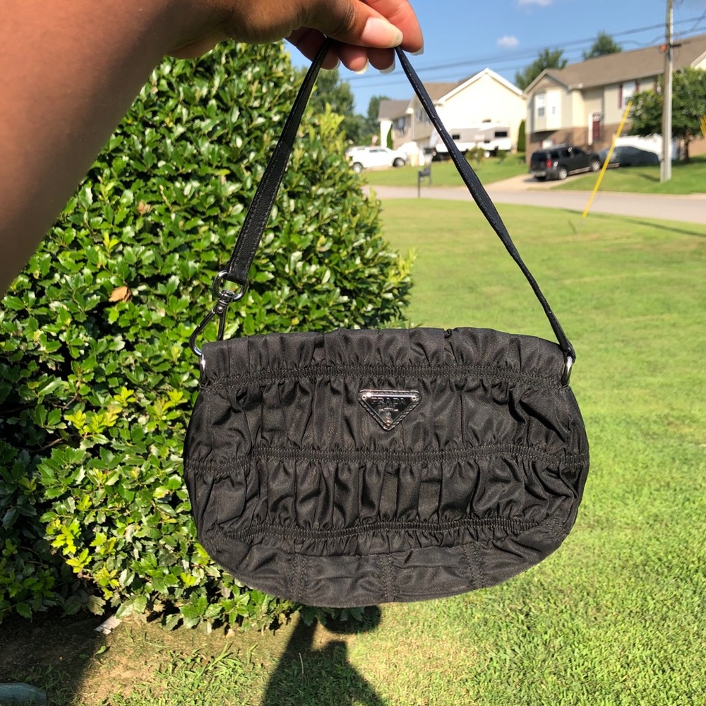 AUTHENTIC BLACK PRADA RUCHED MINI BAG